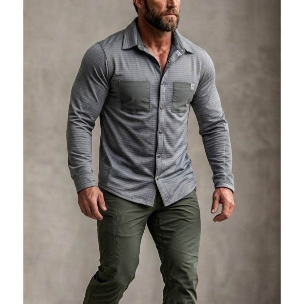 NWT Corbeaux Foraker Grey Button Down Shirt Men's Hiking Tactical Performance‎